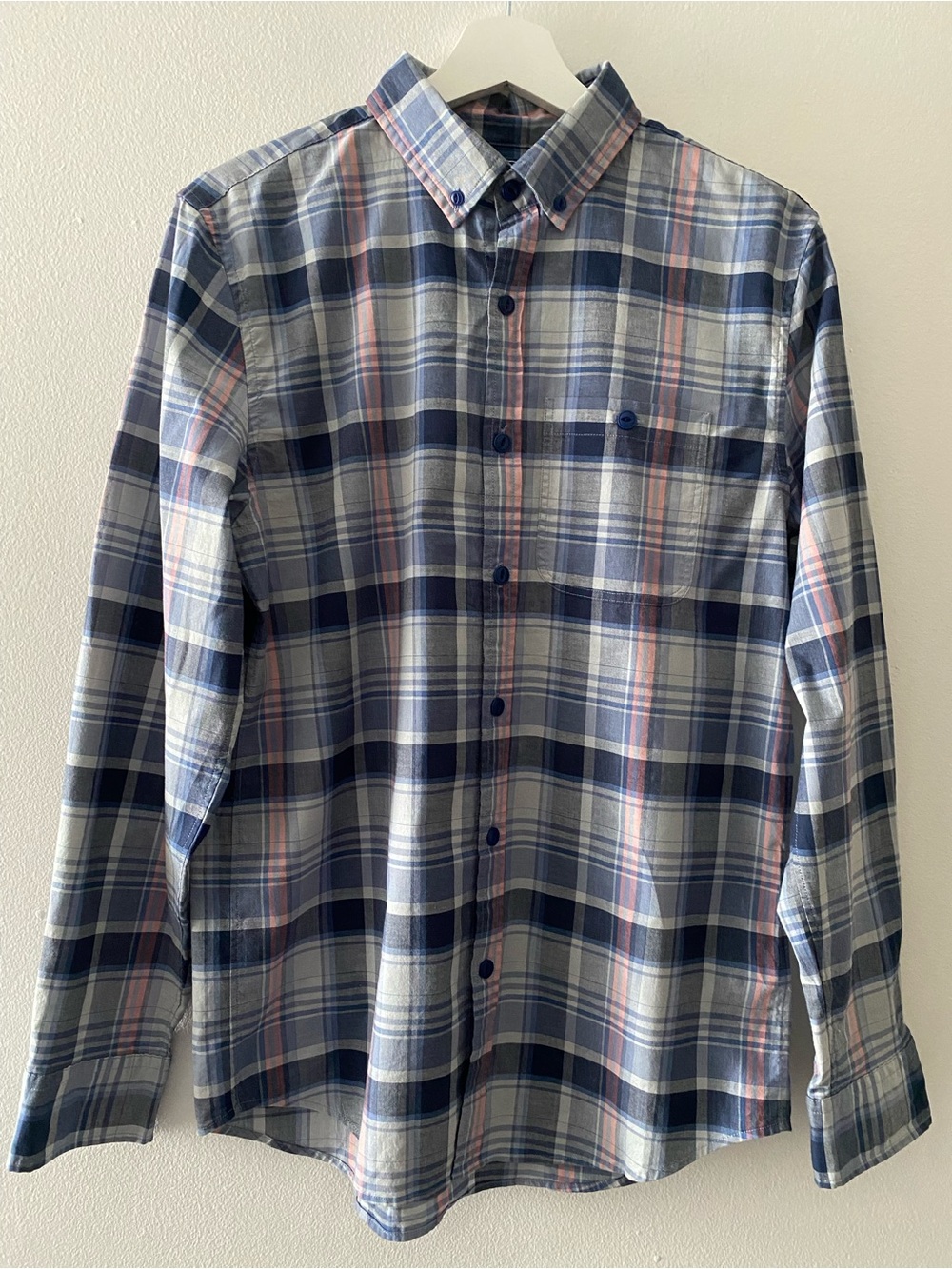 Vineyard Vines Slim Longshore Button Down Shirt Blue Plaid Men’s Cotton